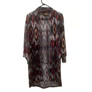 Wrangler Womens Open-Front 3/4 Sleeve Printed Cardigan Jacket Lightweight med